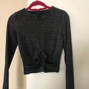 Sparkly long sleeve cropped top